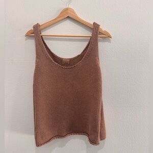 Babaa tan Beige Knit Scoop Neck Tank one size